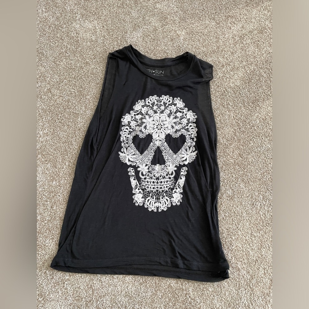 Fifth Sun Skull Floral Tank top, Small